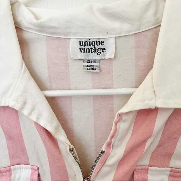 Unique Vintage Pink Striped Romper - Picture 4 of 4